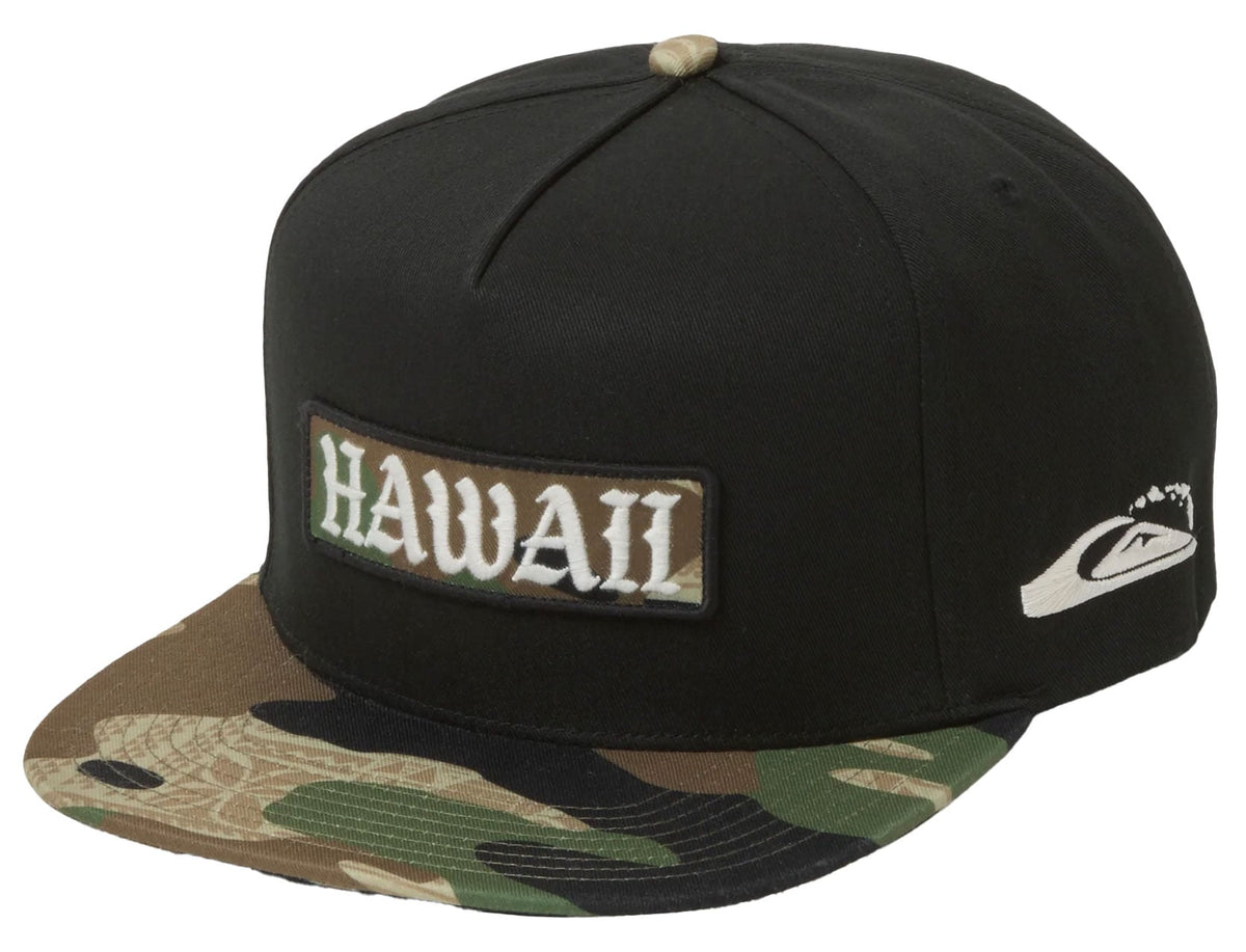 Quiksilver Men’s Hi Mana Snapback Hat - Hawaii Cotton Twill Cap, Black Camo