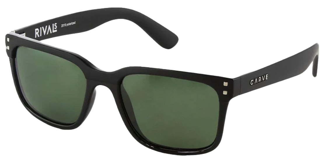 Carve Rivals Sunglasses - Gloss Black / Green Injected Polarized