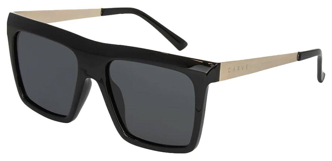 Carve Yoshi Sunglasses - Gloss Black Gold / Dark Gray Injected Polarized