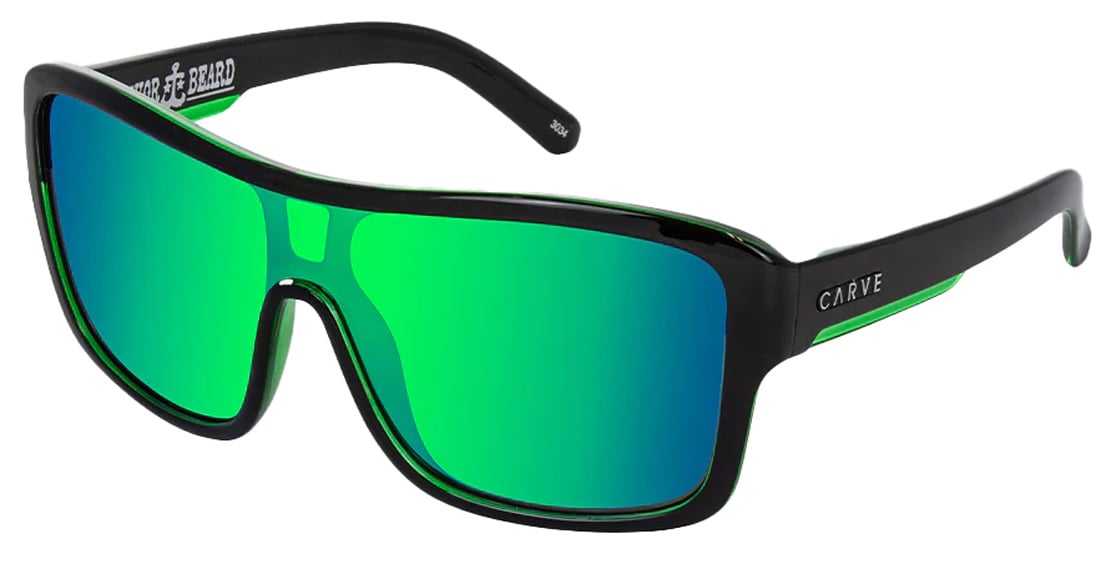 Carve Anchor Beard Sunglasses - Green Iridium / Gloss Black