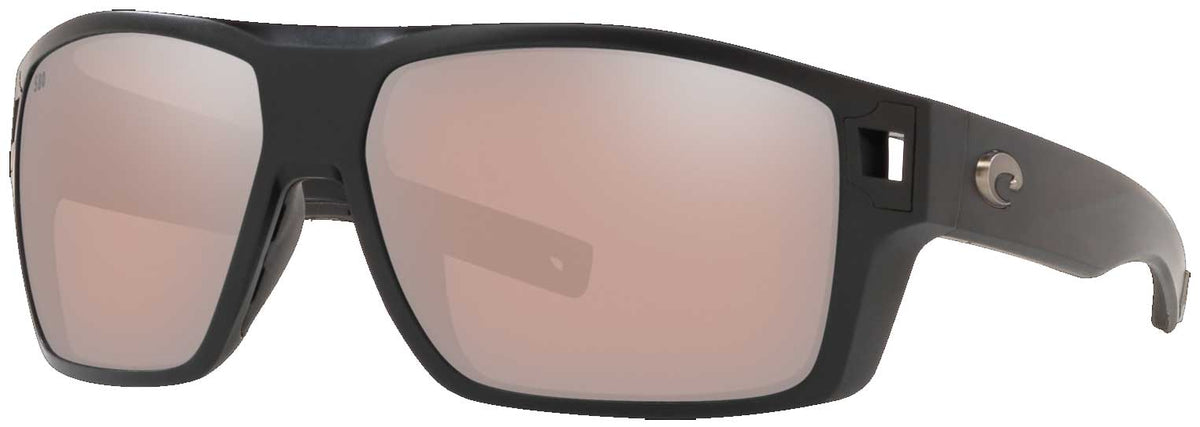 Costa Diego Sunglasses - Matte Black / Silver Mirror Polar Glass, front view