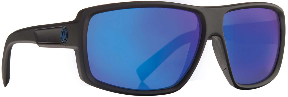 Dragon Double Dos Sunglasses - Matte Black / Blue Performance Polarized, front view