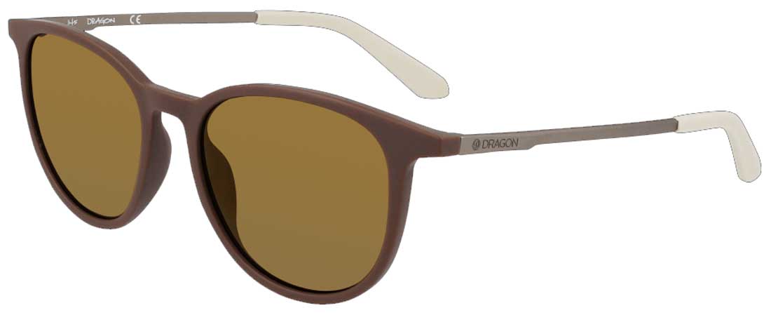 Dragon Billie Sunglasses - Matte Dark Brown / Lumalens Rose Copper Ion, front view