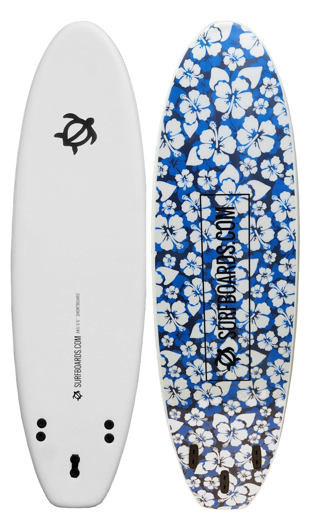 Surfboards.com Aku 6'6" Shortboard Surfboard - Blue Hibiscus