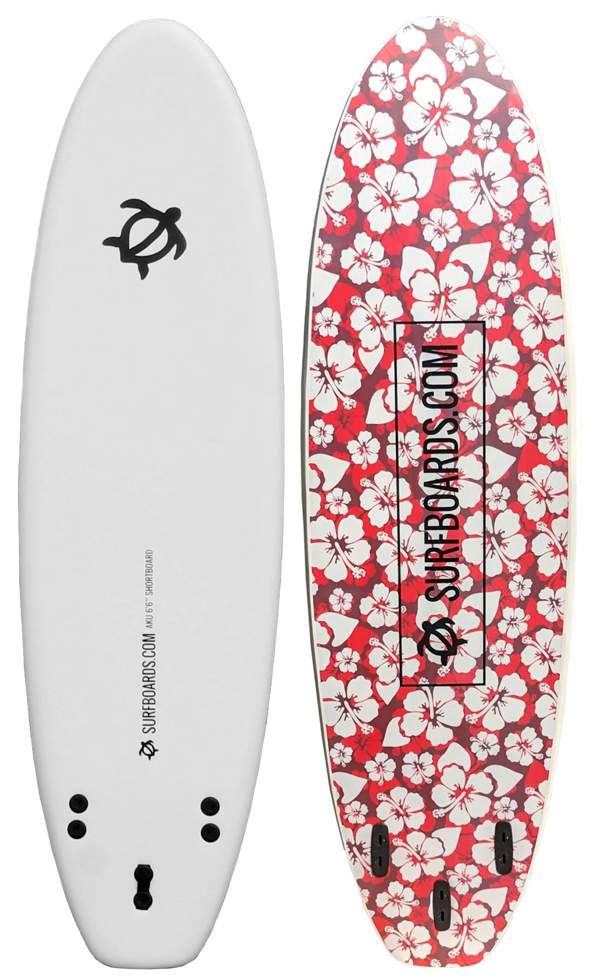 Surfboards.com Aku 6'6" Shortboard Surfboard - Red Hibiscus
