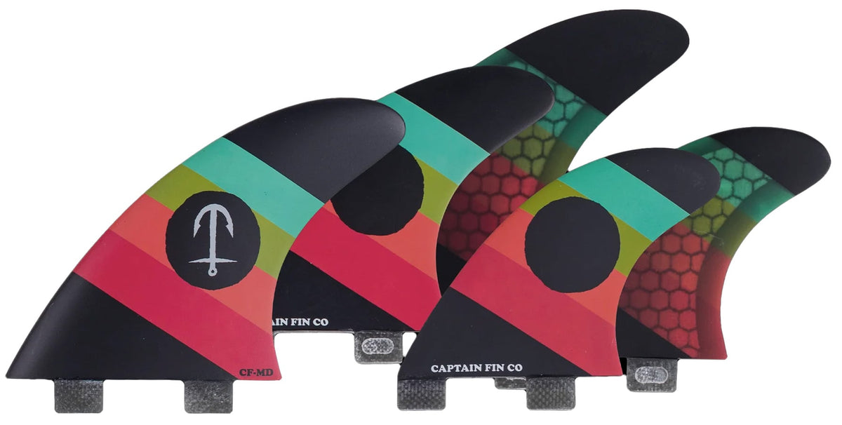 Captain Fin Series Twin Tab 5 Fin Set - Black