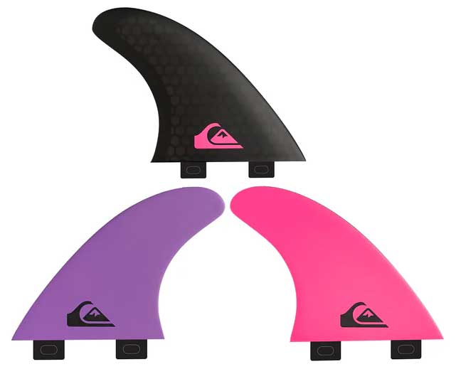 Quiksilver Pro Hex FCS Surfboard Fin Set - Purple / Pink / Black, back view