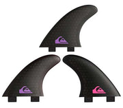 Quiksilver Pro Hex FCS Surfboard Fin Set - Purple / Pink / Black, front view