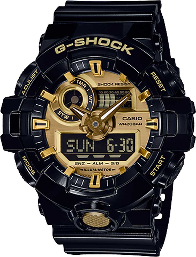 G-Shock GA710 Watch - Classic Black / Gold