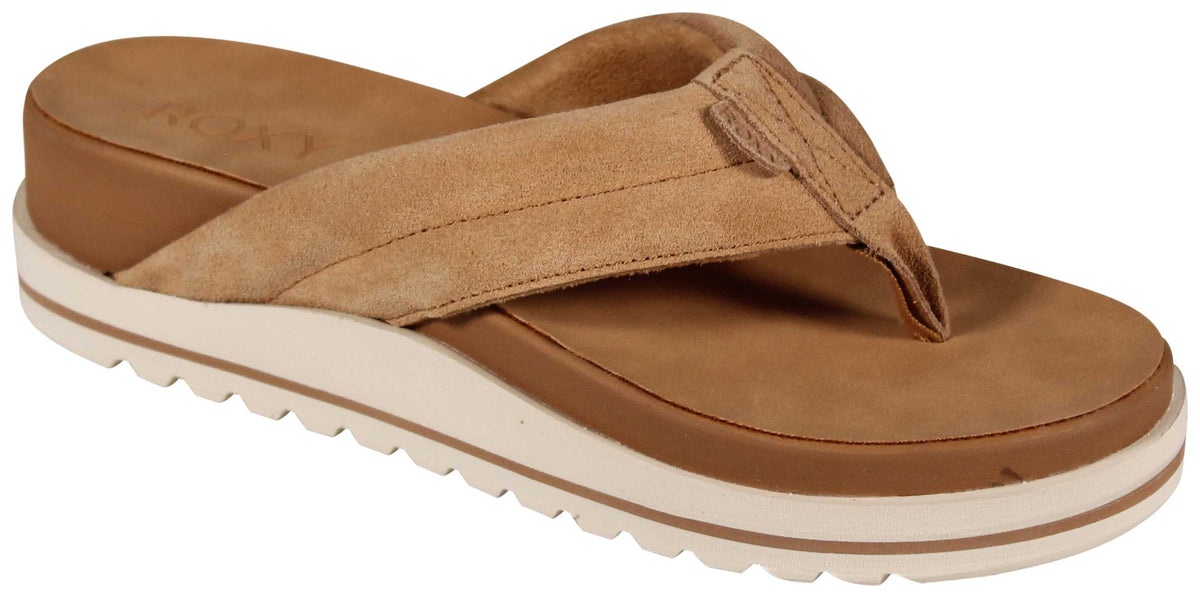Roxy Thessa Leather Sandal - Tan, front view