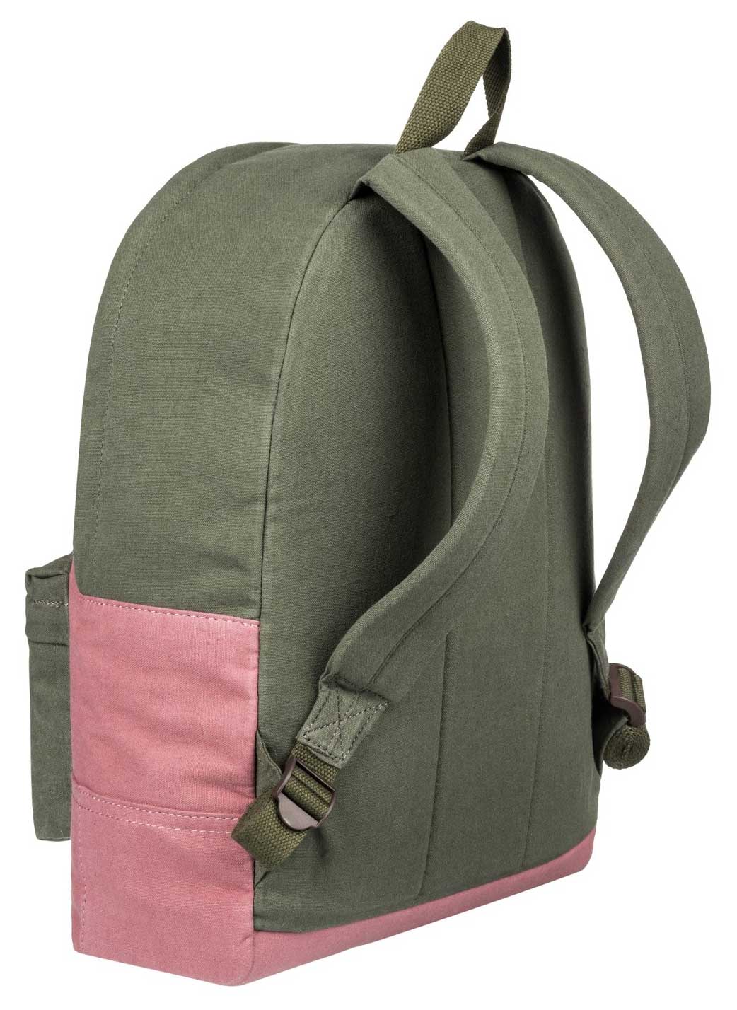 Roxy Sugar Baby Canvas Colorblock 16L Backpack - Burnt Olive, back view