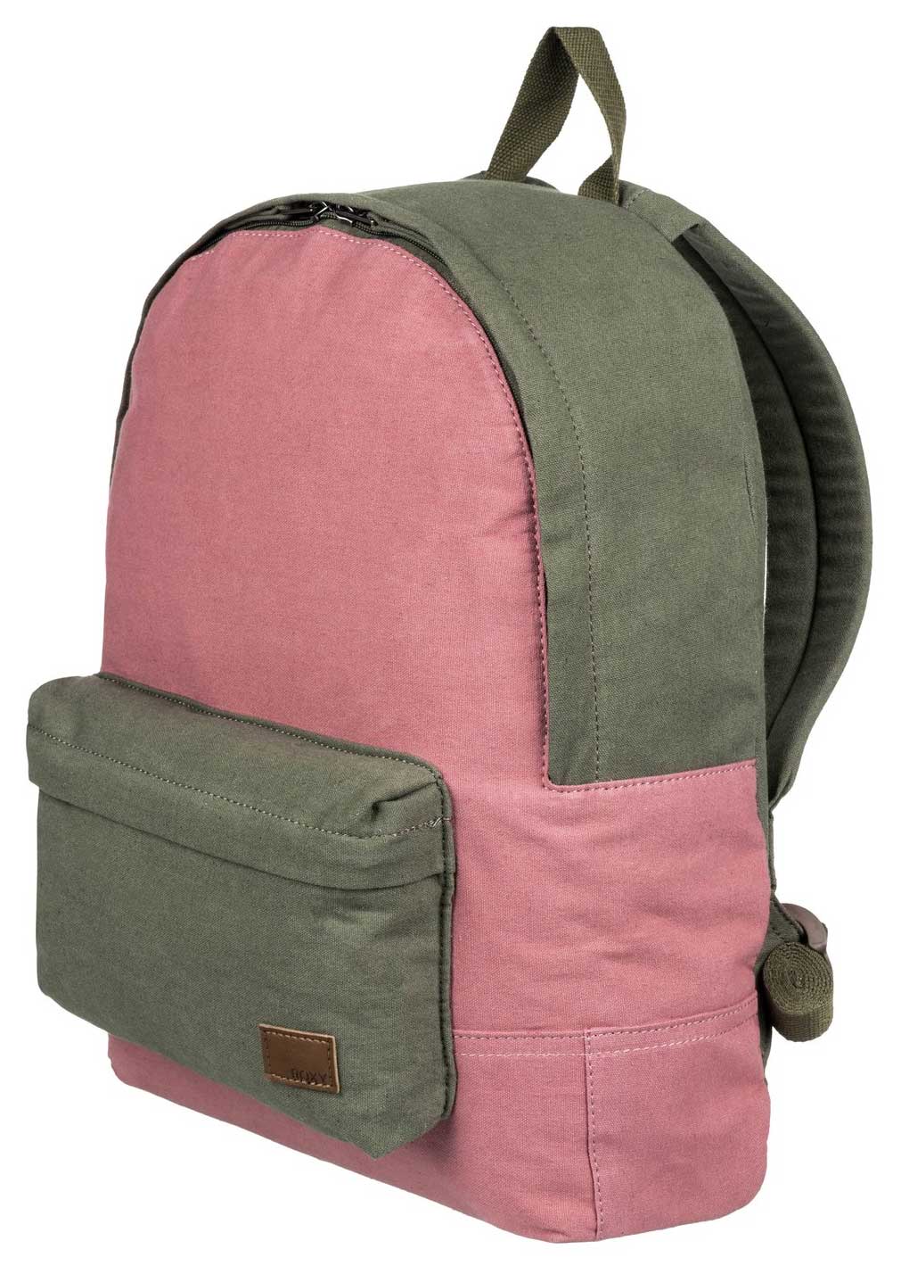 Roxy Sugar Baby Canvas Colorblock 16L Backpack - Burnt Olive, front view