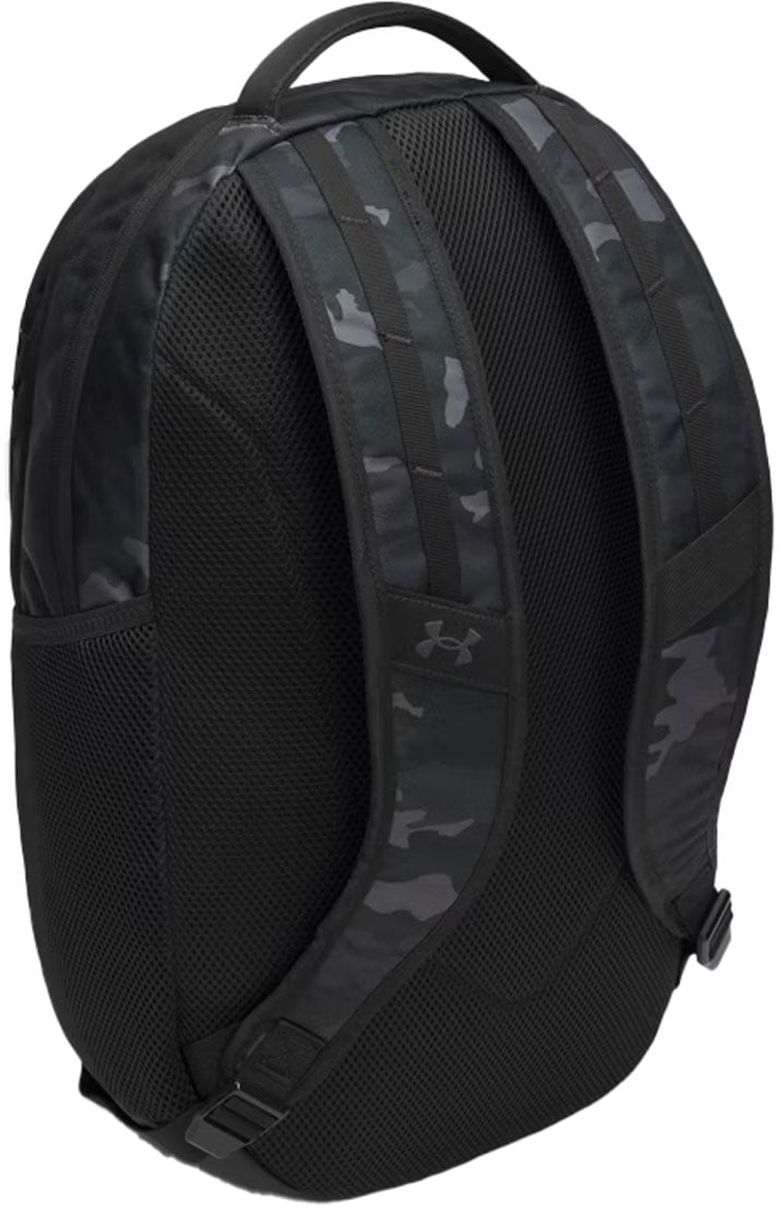 Under Armour Hustle 6.0 29L Backpack - Water-Resistant Laptop Pack, Black / Metallic Silver – back view