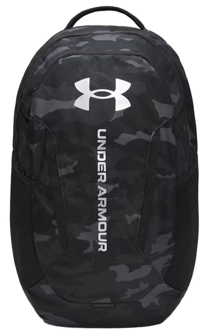 Under Armour Hustle 6.0 29L Backpack - Water-Resistant Laptop Pack, Black / Metallic Silver