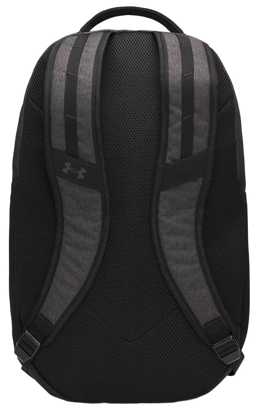 Under Armour Hustle 6.0 29L Backpack - Water-Resistant Laptop Pack, Black Full Heather / Black / Metallic Silver – back view