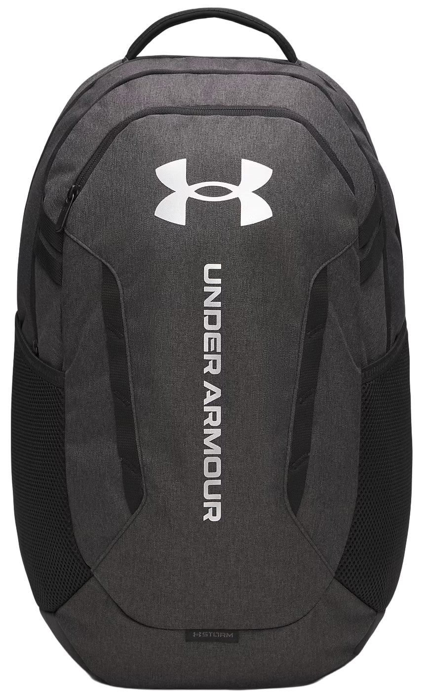 Under Armour Hustle 6.0 29L Backpack - Water-Resistant Laptop Pack, Black Full Heather / Black / Metallic Silver