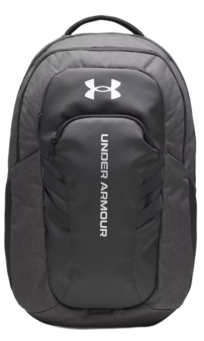 Under Armour Hustle 6.0 Pro 31L Backpack - Water-Resistant Laptop Pack, Black Full Heather / Black / Metallic Silver