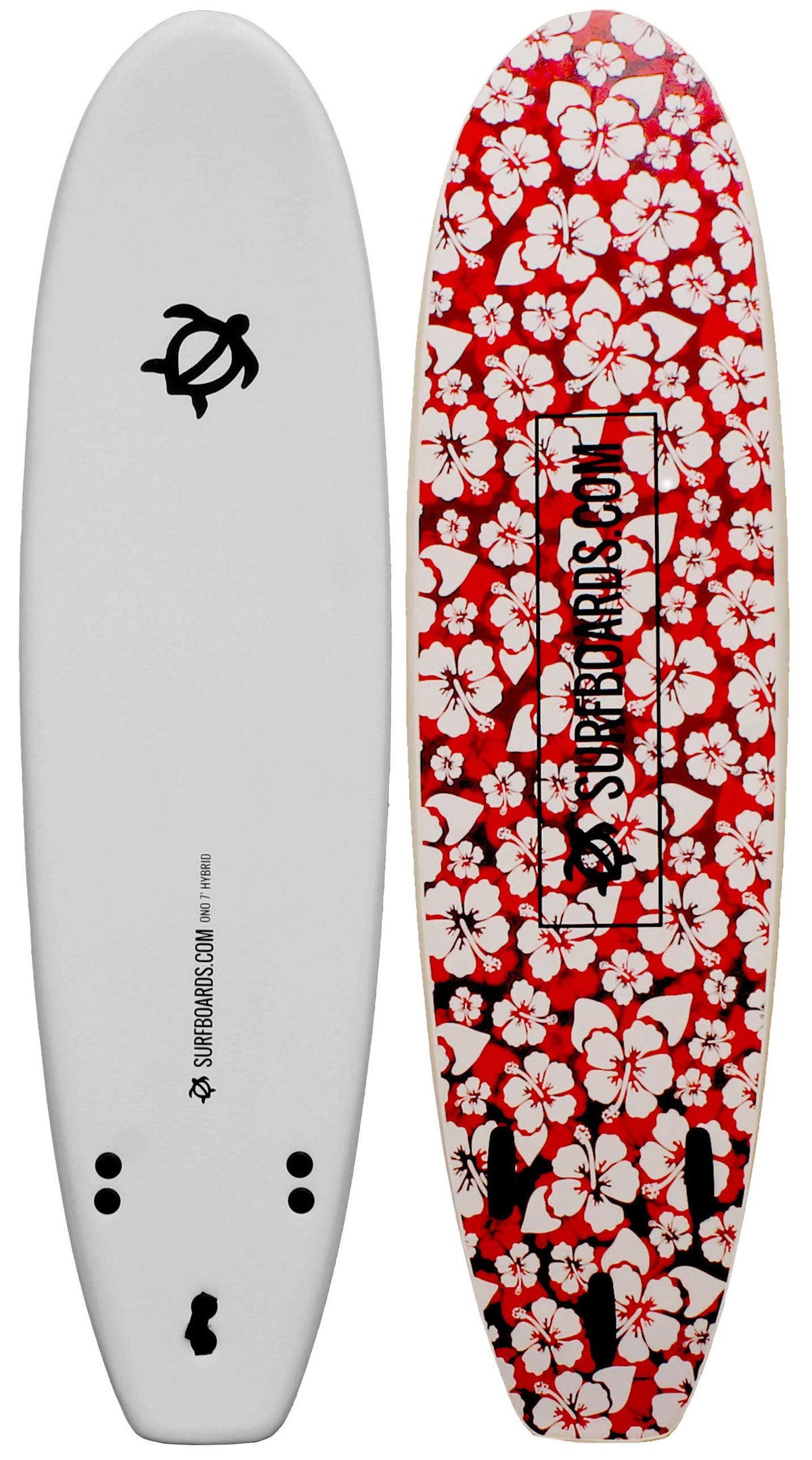 Surfboards.com Ono 7' Hybrid Surfboard - Red Hibiscus
