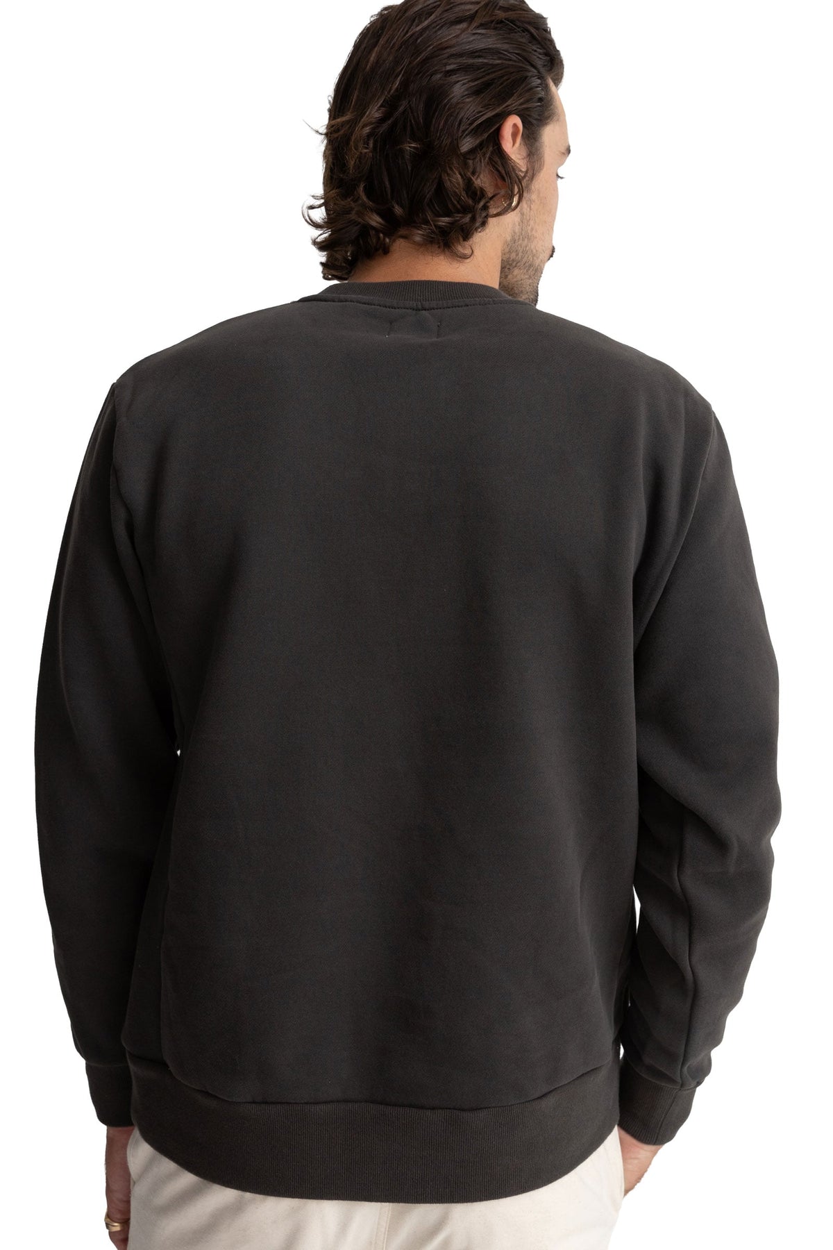 Rhythm Classic Fleece Men's Crew - Black – back view