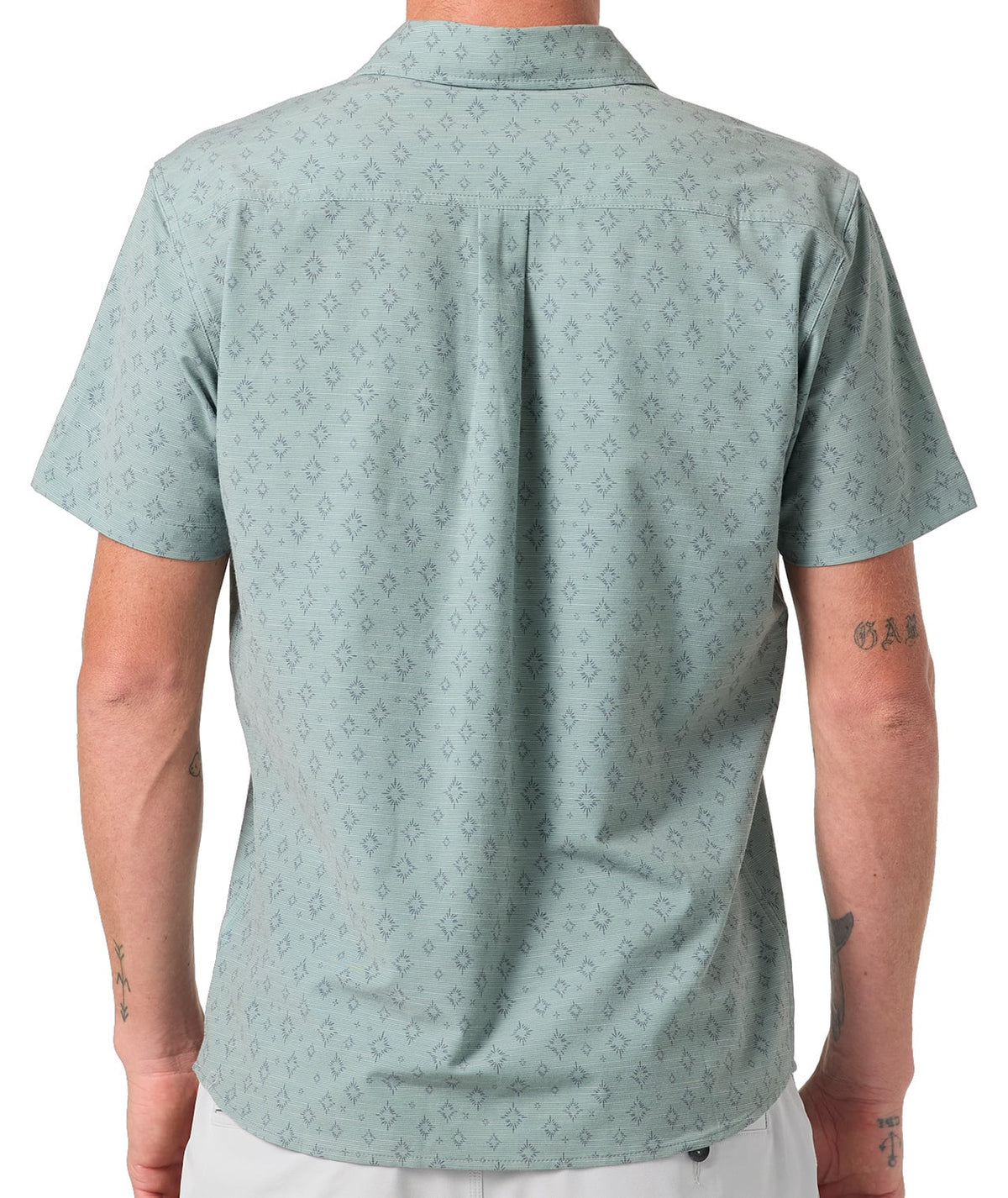 O'Neill UPF Slub Standard SS Button Down Shirt - Sage – back view