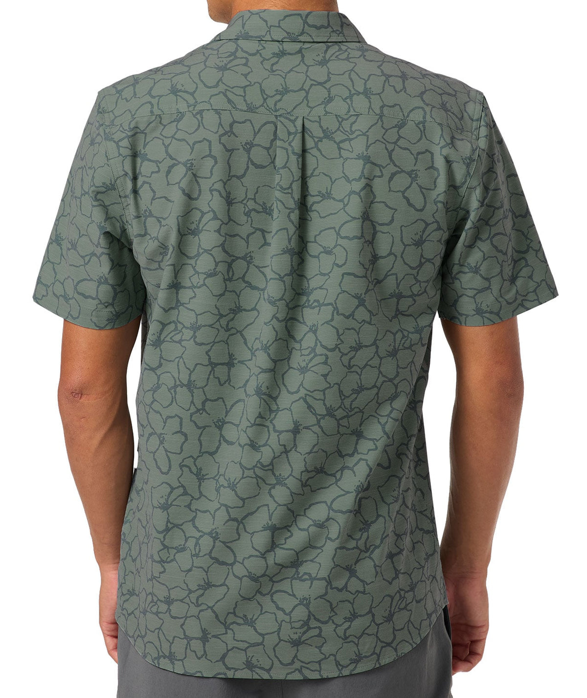 O'Neill UPF Slub Relaxed SS Button Down Shirt - Dark Shadow – back view