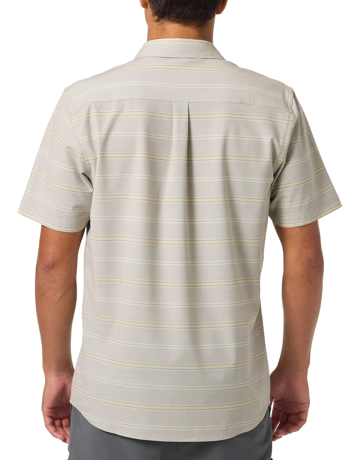 O'Neill UPF Slub Relaxed Short Sleeve Woven Men's Button Down Shirt - Light Khaki – back view
