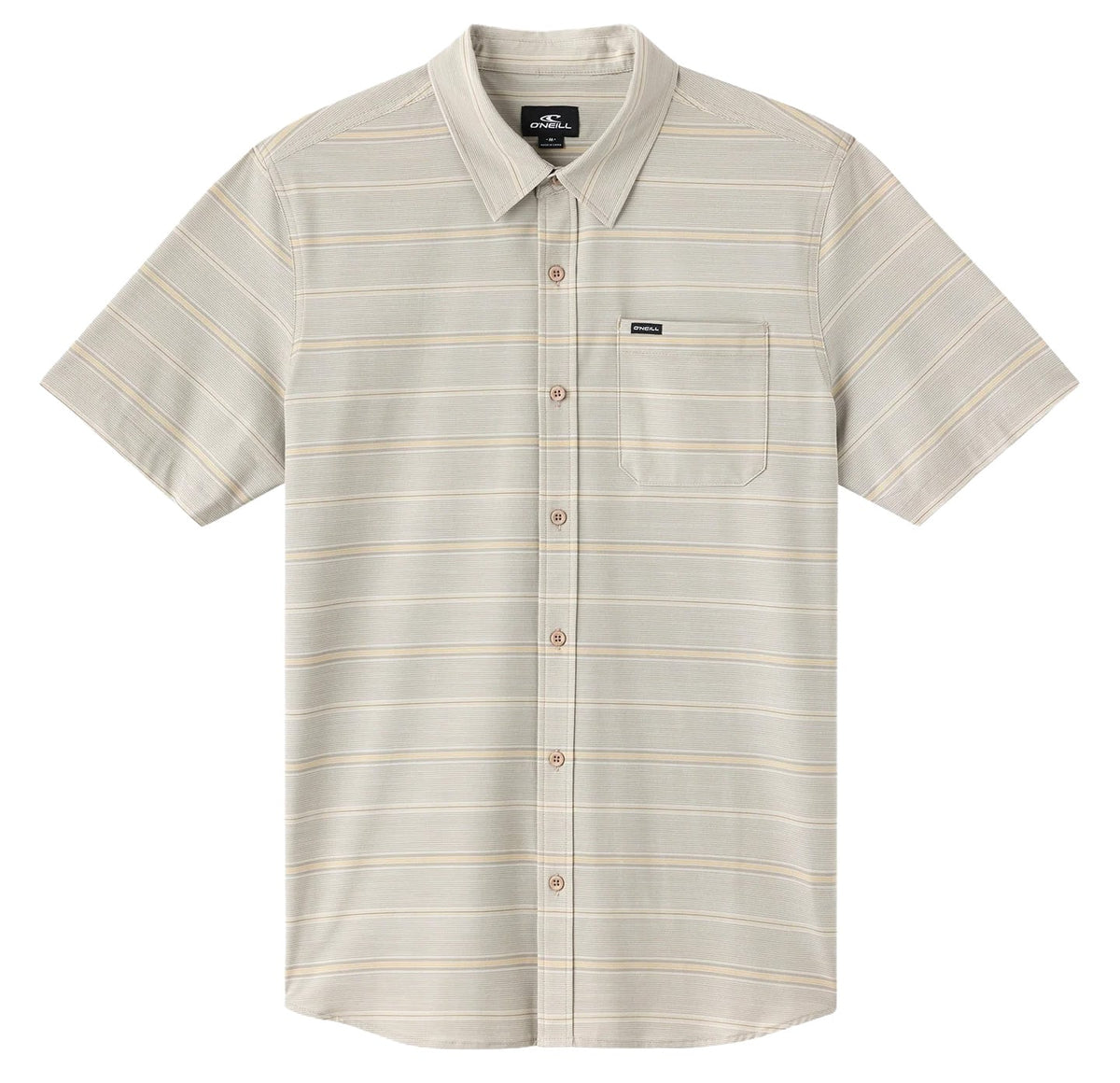 O'Neill UPF Slub Relaxed Short Sleeve Woven Men's Button Down Shirt - Light Khaki – alternate view 1