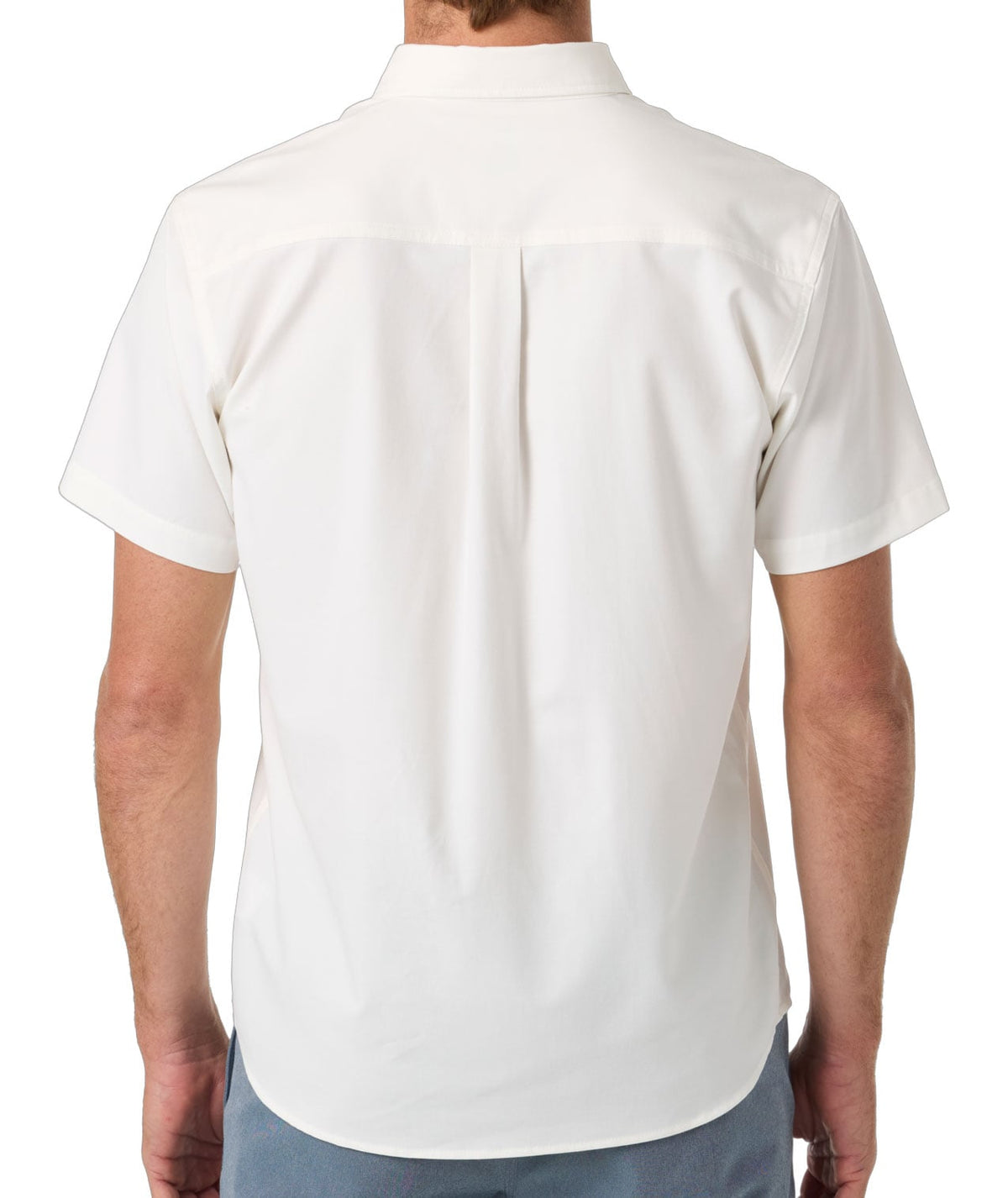 O'Neill Light Check Standard Woven Men's Short Sleeve Button Down Shirt - White – back view