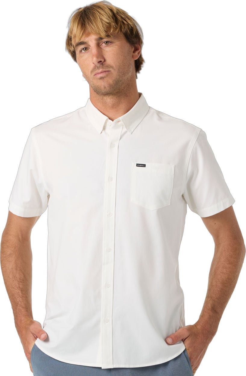 O'Neill Light Check Standard Woven Men's Short Sleeve Button Down Shirt - White