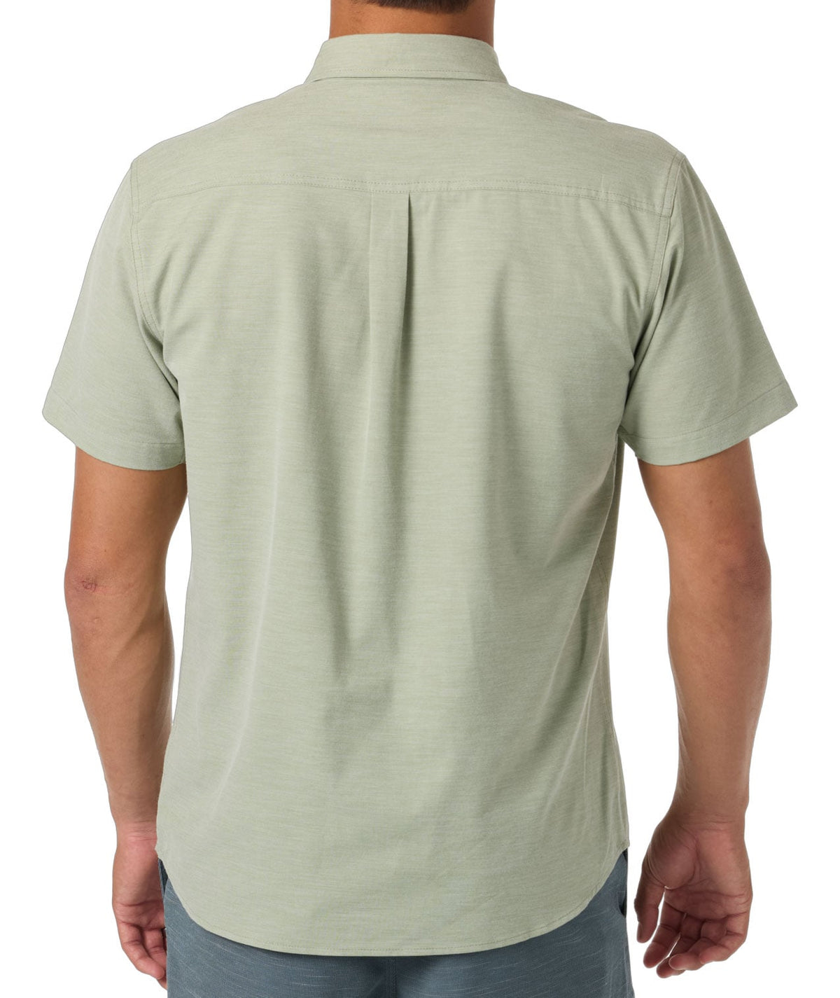 O'Neill Light Check Standard Woven Men's Short Sleeve Button Down Shirt - Oil Green – back view