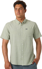O'Neill Light Check Standard Woven Men's Short Sleeve Button Down Shirt - Oil Green