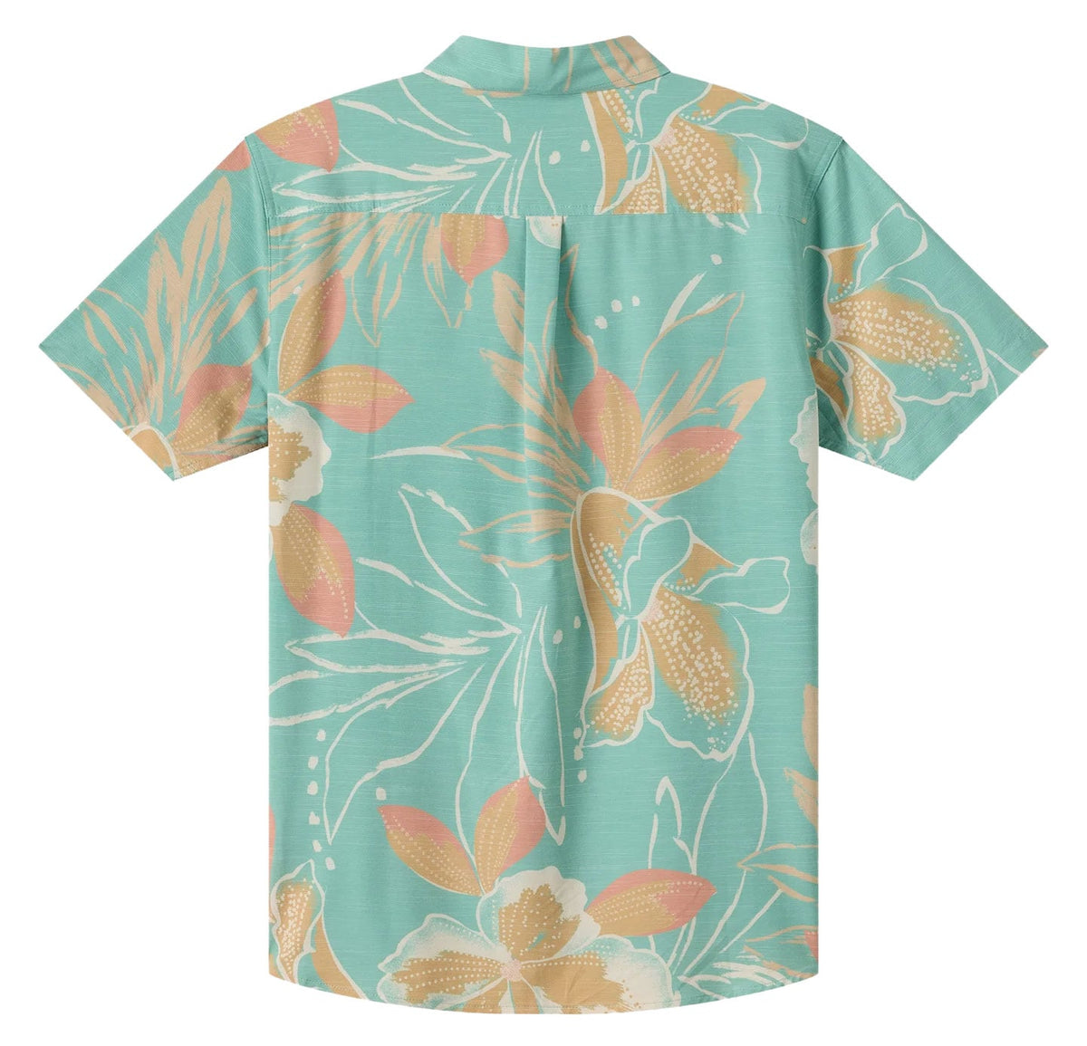 O'Neill Slub Standard Woven Men's Short Sleeve Button Down Shirt - Green – back view