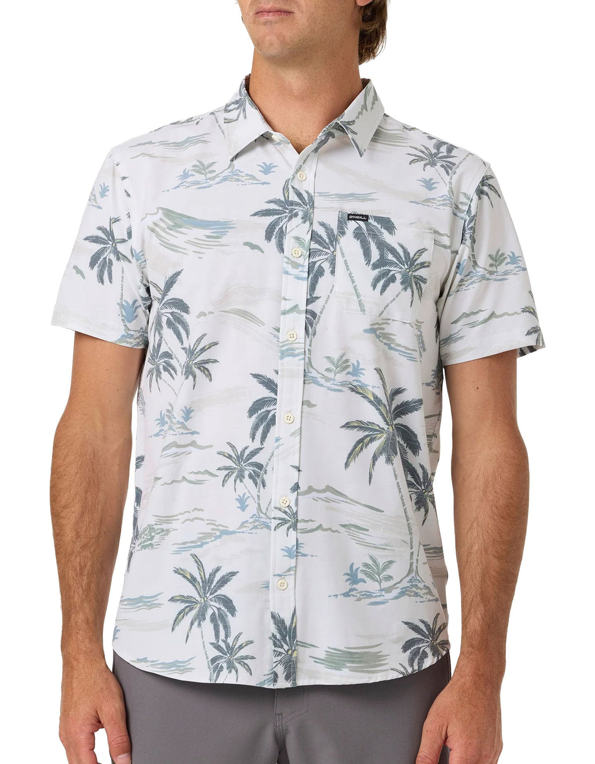 O'Neill Slub Standard Woven Men's Short Sleeve Button Down Shirt - Tofu 2 – alternate view 1