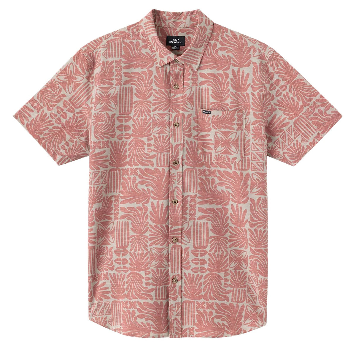 O'Neill Slub Standard Woven Men's Short Sleeve Button Down Shirt - Khaki