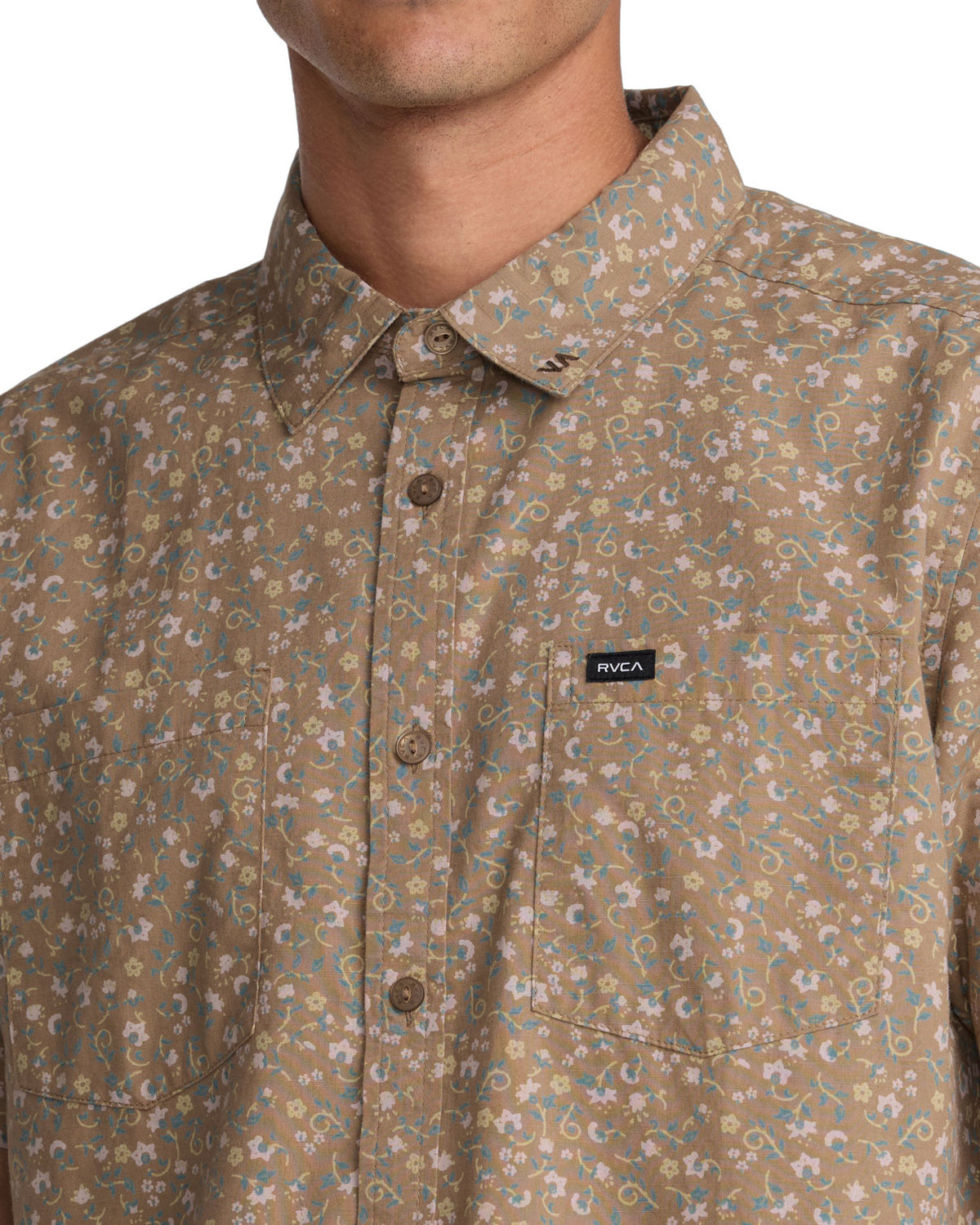 RVCA Breezy Men's Short Sleeve Button Down Shirt - Coyote – alternate view 1