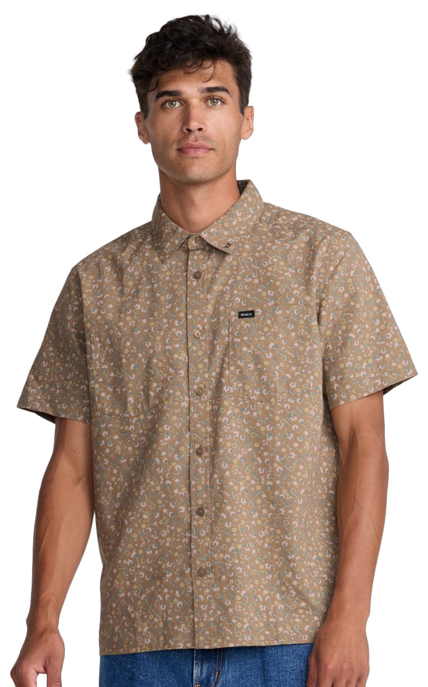 RVCA Breezy Men's Short Sleeve Button Down Shirt - Coyote