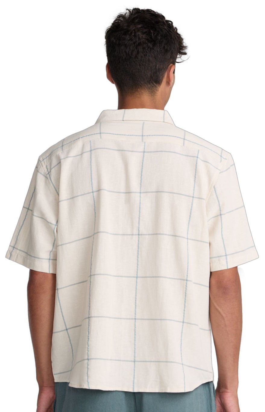 RVCA Vacancy Plaid Men's Short Sleeve Button Down Shirt - Ceramic – back view