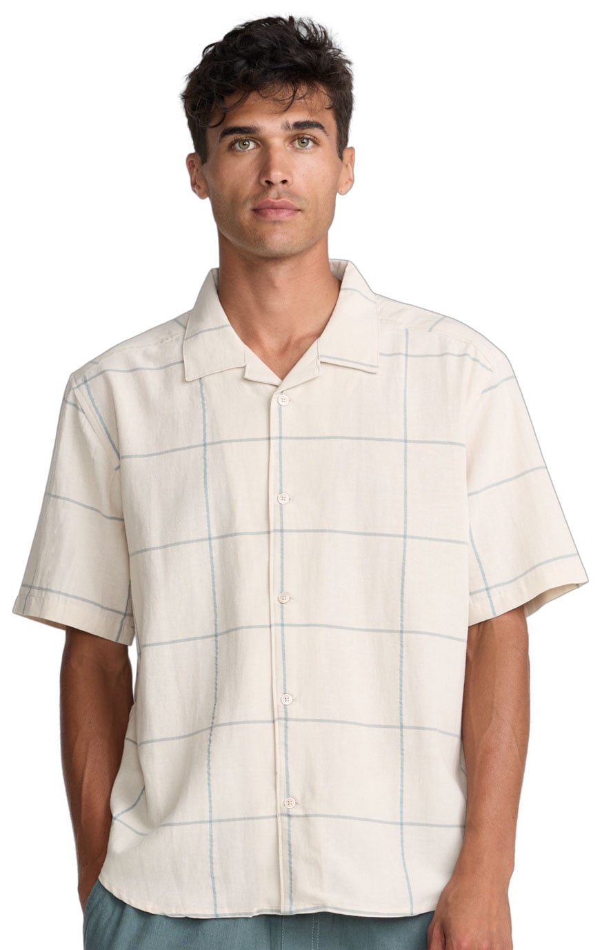 RVCA Vacancy Plaid Men's Short Sleeve Button Down Shirt - Ceramic