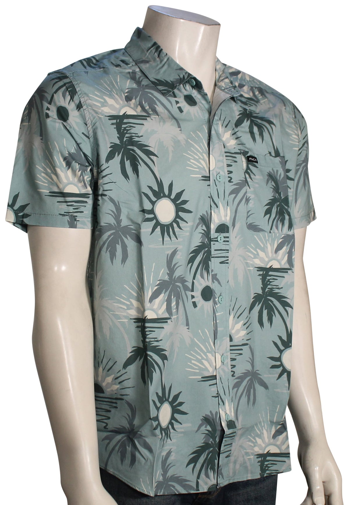 RVCA Sunsets SS Button Down Shirt - Blue Haze