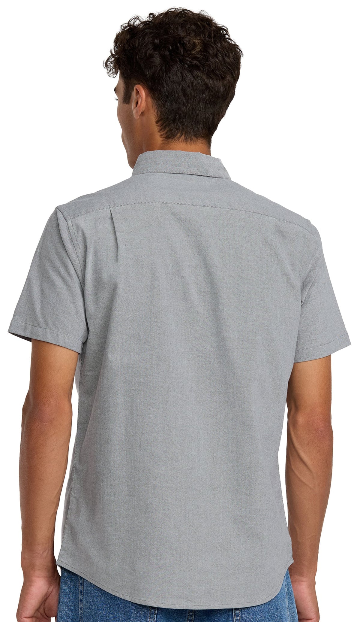 RVCA That'll Do Stretch SS Button Down Shirt - Garage Blue – back view