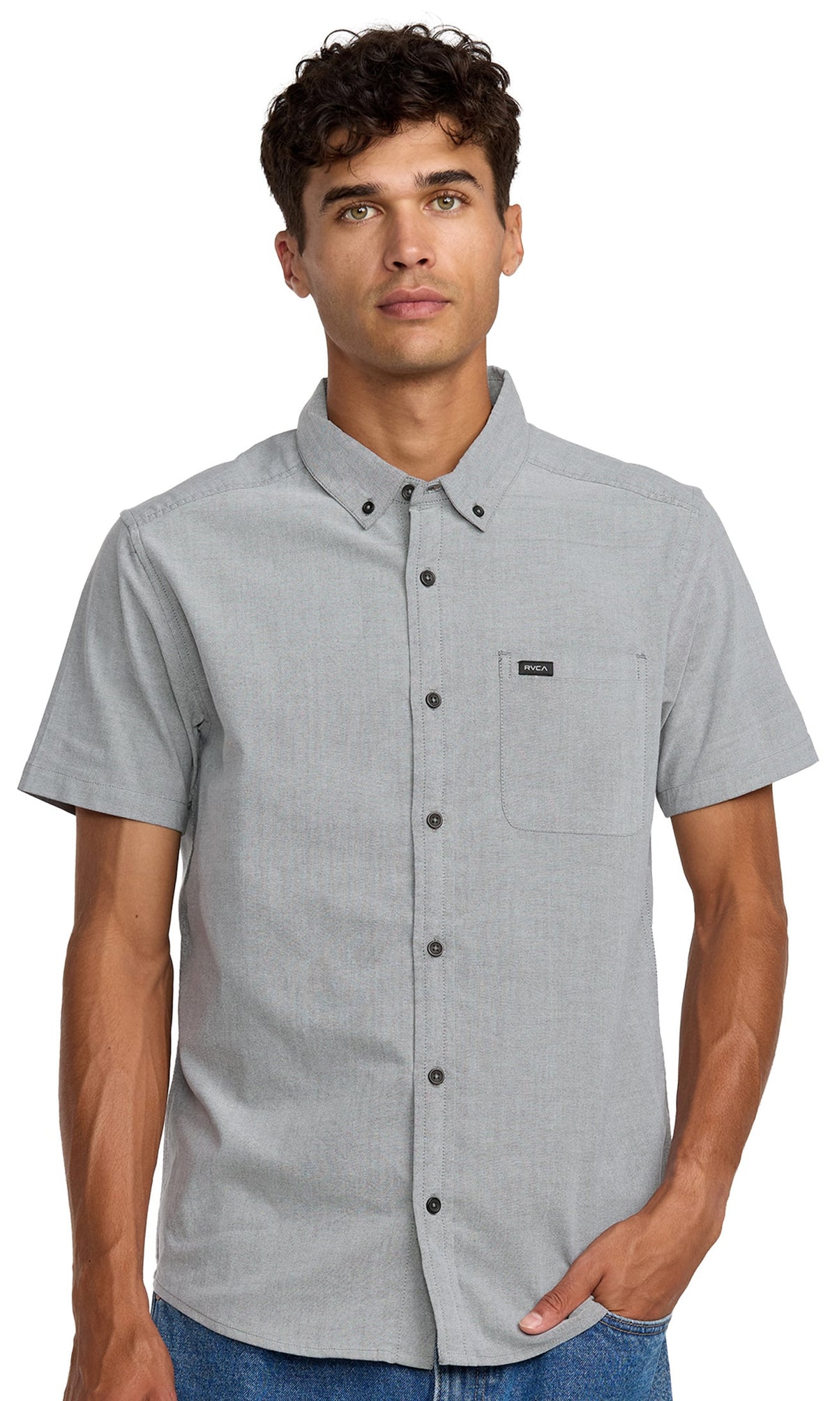 RVCA That'll Do Stretch SS Button Down Shirt - Garage Blue