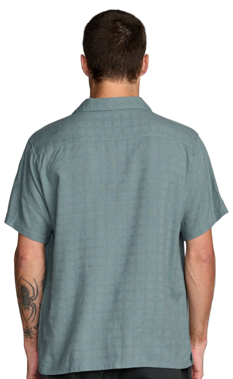 RVCA Vacancy Men's Short Sleeve Button Down Shirt - Lead – back view