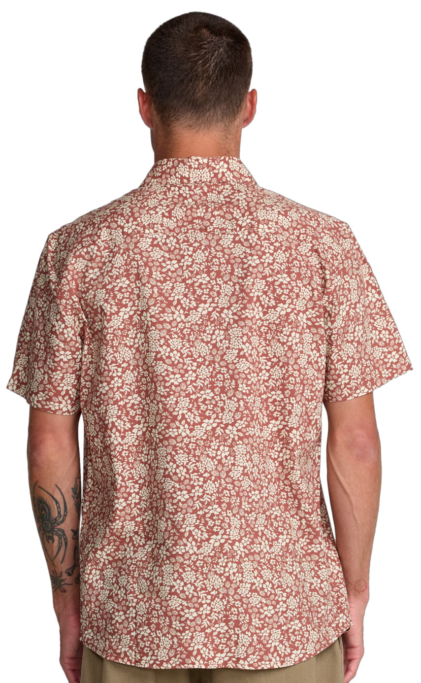 RVCA Botanical Men's Short Sleeve Button Down Shirt - Rawhide – back view