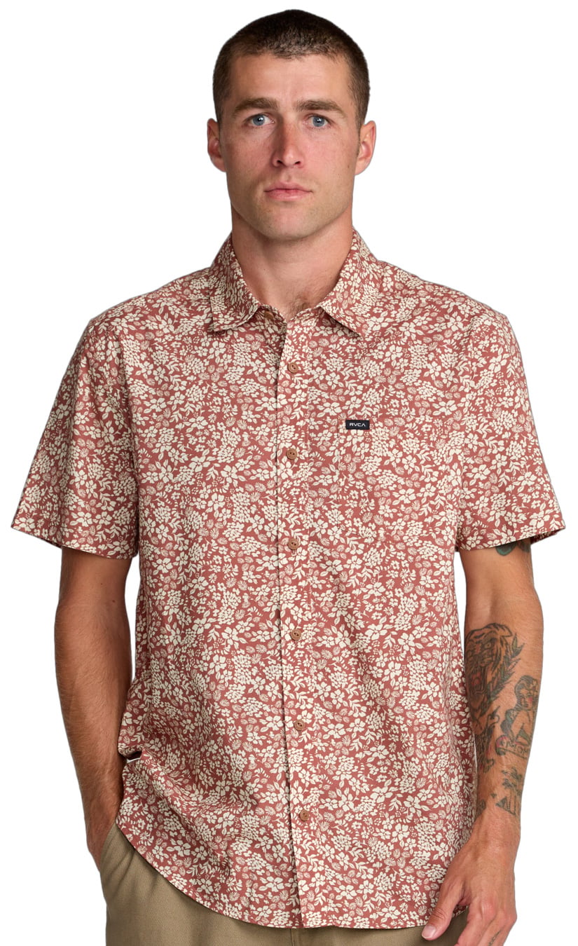 RVCA Botanical Men's Short Sleeve Button Down Shirt - Rawhide