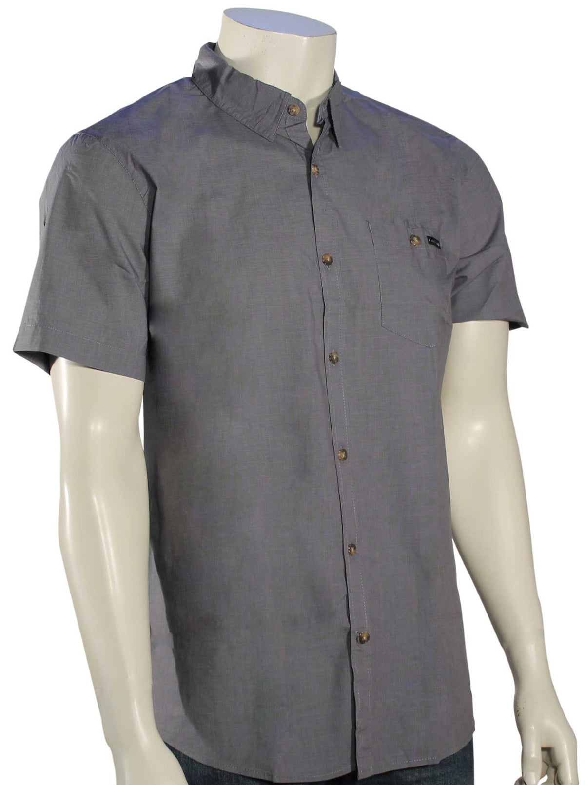 Rusty Sonar SS Button Down Shirt - Coal, front view