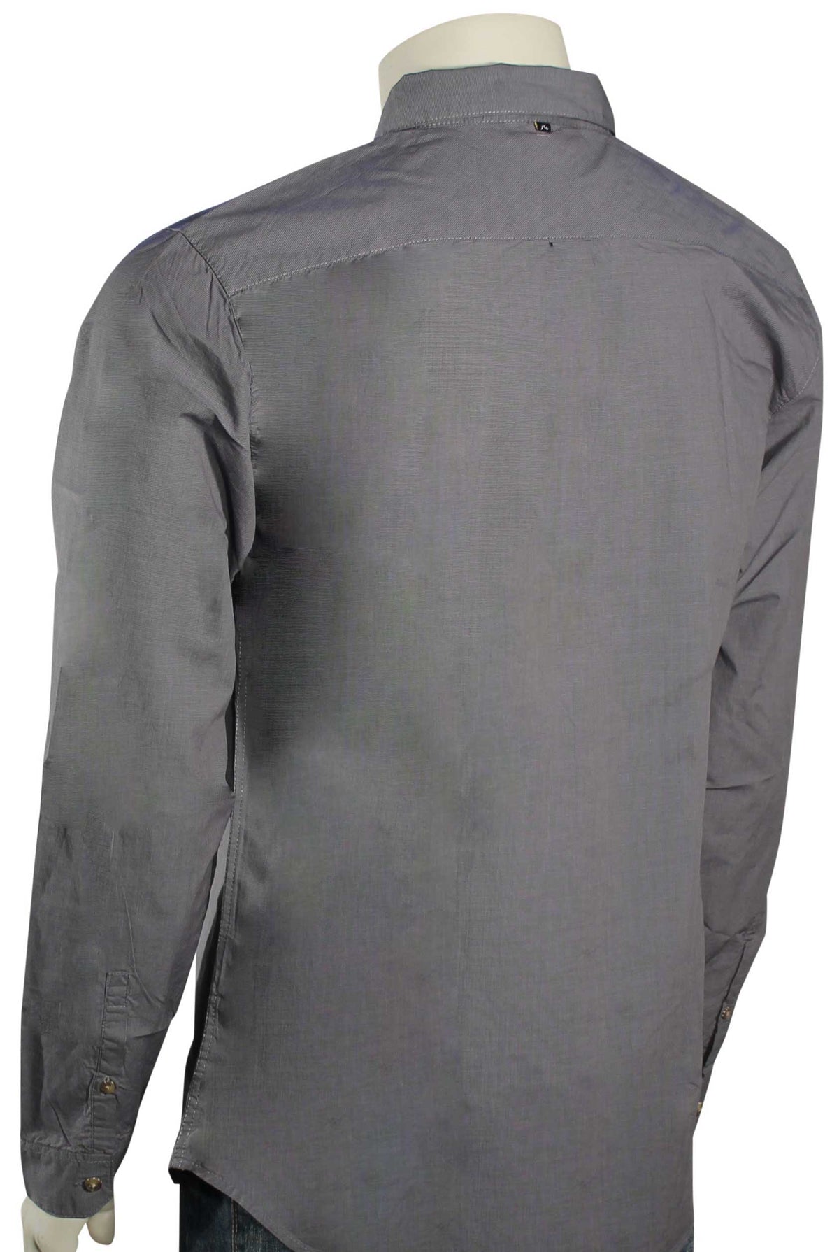Rusty Sonar LS Button Down Shirt - Coal, back view