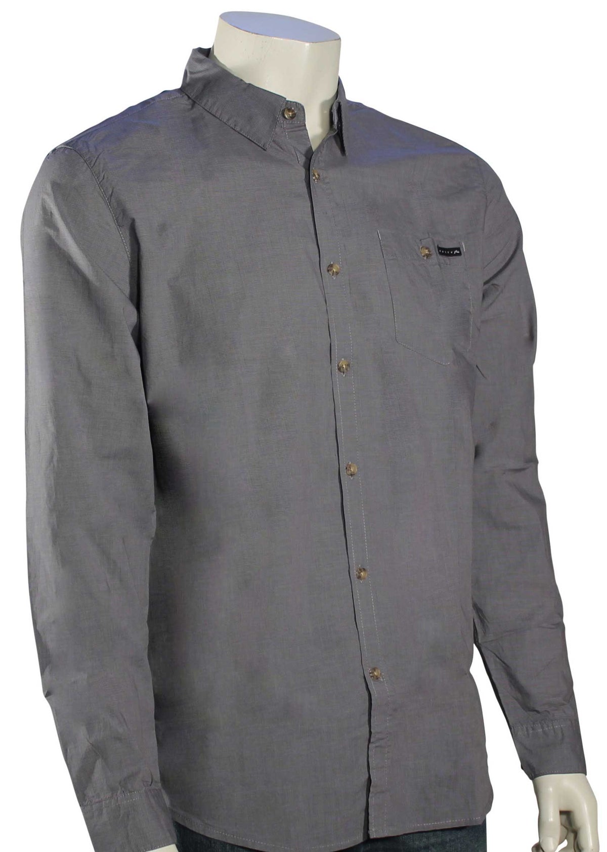 Rusty Sonar LS Button Down Shirt - Coal, front view