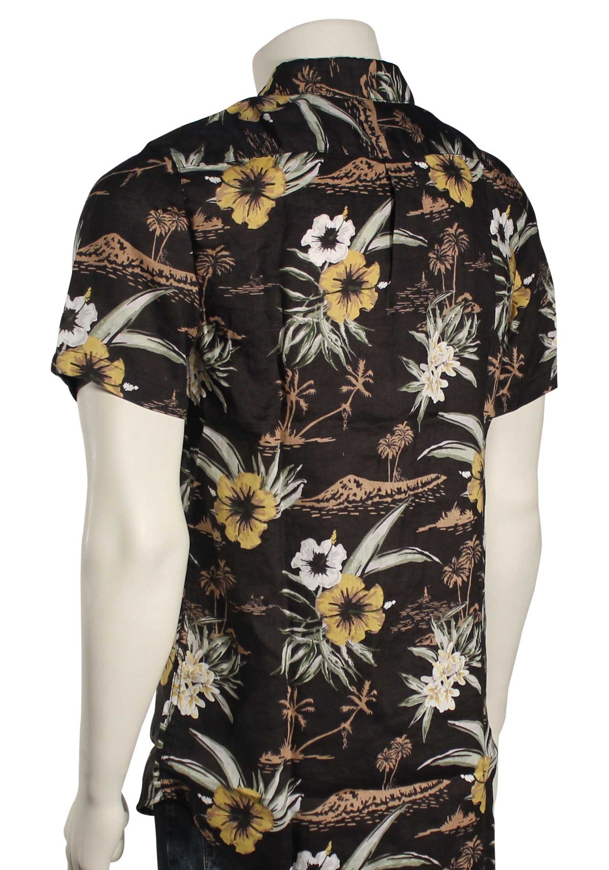 Rusty Rock Piles SS Button Down Shirt - Black, back view