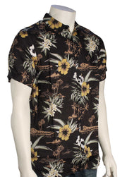 Rusty Rock Piles SS Button Down Shirt - Black, front view