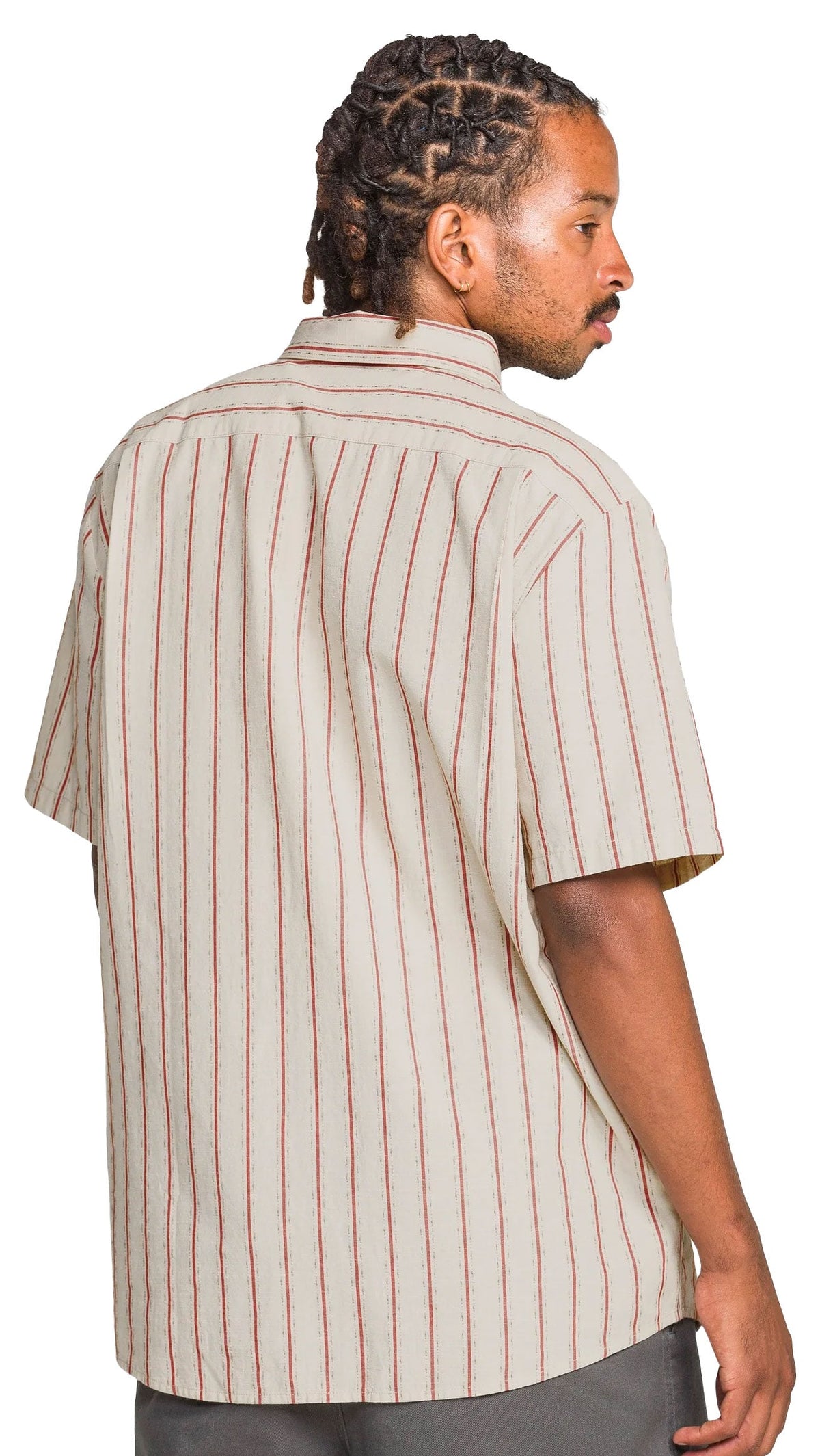 Volcom Sato Strip Men's Short Sleeve Button Down Shirt - Stone – back view